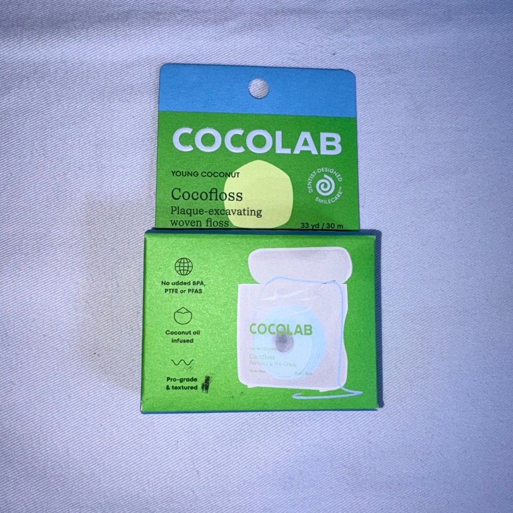 Cocolab Cocofloss 33yd Young Coconut New Woven Plaque Excavating Floss